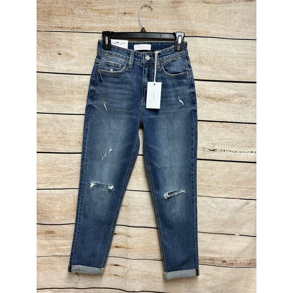 Vervet Womens Mom Jeans Size 24 Blue Erika Stretch New Distressed Medium Wash - Picture 8 of 16